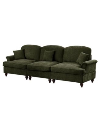 Mid Century Green Chenille 3-Seater Sofa