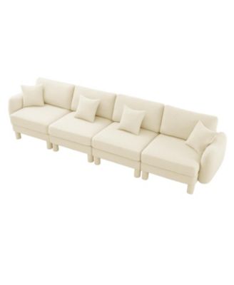 + 4-Seater + Boucle Fabric + Shell Armrests & Fabric-Wrapped Legs + Sofa