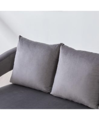 Velvet Loveseat Settee with Pillows - Small Sofa for Small Spaces