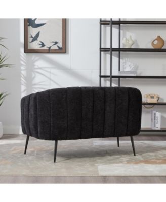 50.2" Chenille Loveseat, Modern Glam Settee, Channel Tufted 2-Seater