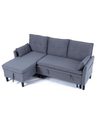 L-Shaped Reversible Sectional Sofa w/ Storage - Dark Grey