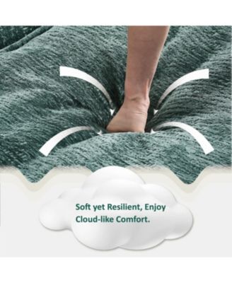 99" Cloud Sectional Sofa, Chenille L-Shape Couch with Ottoman, Green