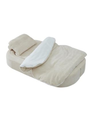 Convertible Chenille Floor Sofa Bed with Pillows & Quilt