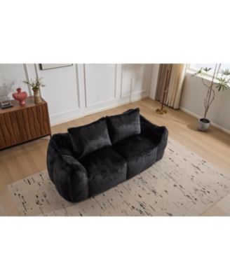 Giant Black Bean Bag Couch - Fluffy Loveseat Sofa