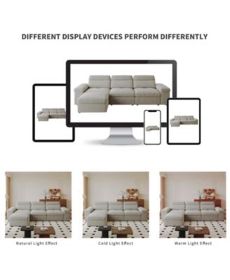 Modular Down & Linen Sofa with Adjustable Back & Storage