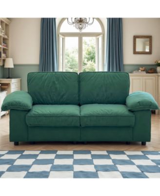 Green Velvet 79" Storage Loveseat - Modern Small Space Sofa