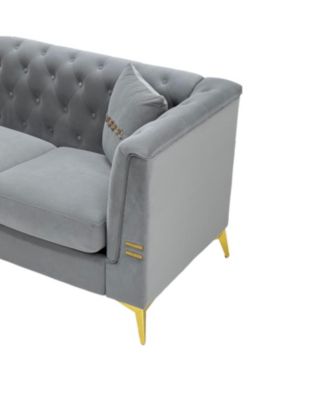 Streamdale Cream Velvet Tufted Sofa Set - Modern Comfort & Style