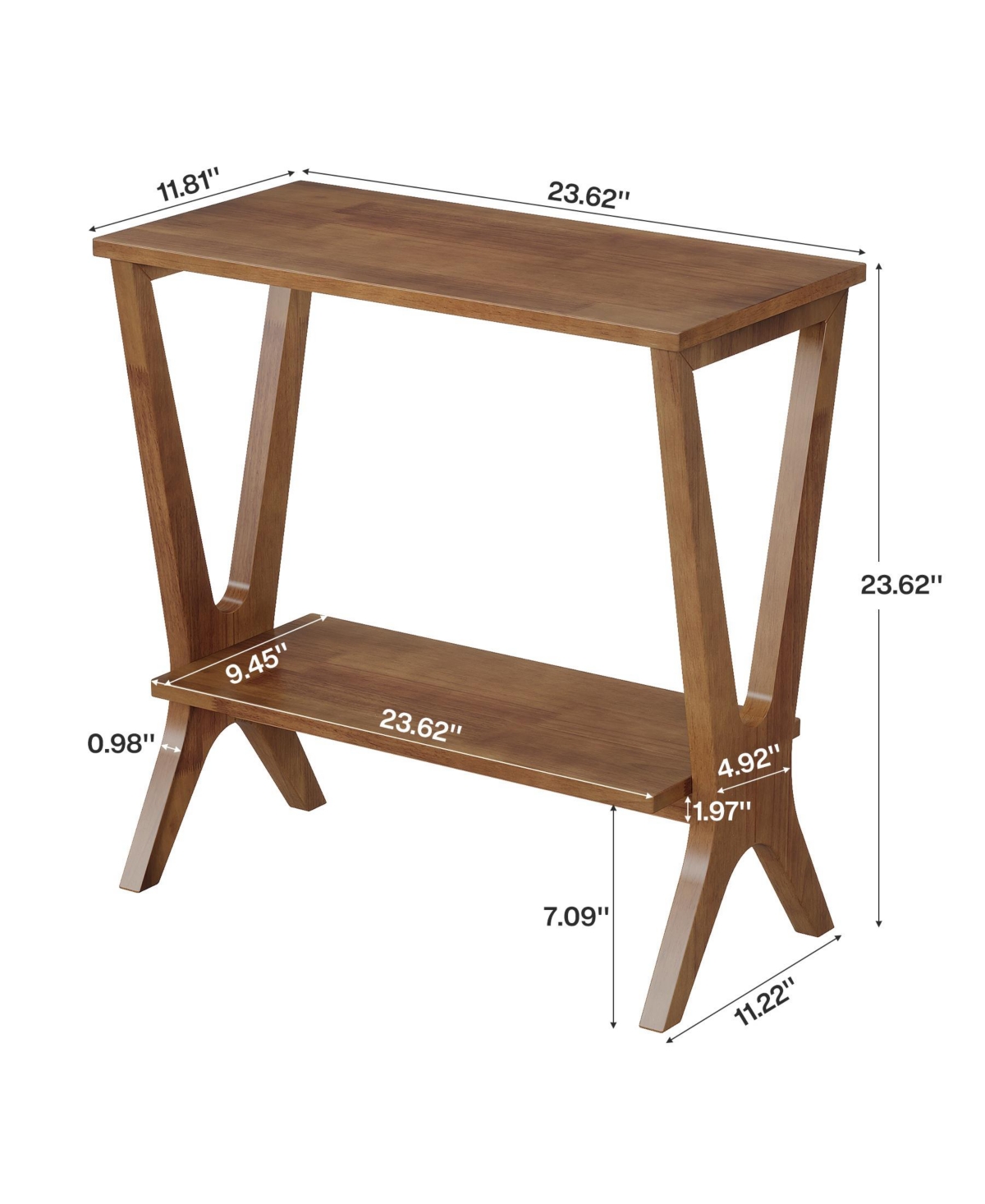 Tribesigns Solid Wood End Table for Living Room, 2-Tier Storage Shelves Sofa Couch Side Table with Sturdy Legs