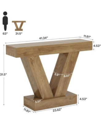 41.3" Console Table, Behind Couch Sofa Entryway Table with V-Shaped Legs, Natural