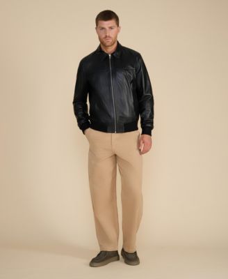 Men's Leather Bomber Jacket