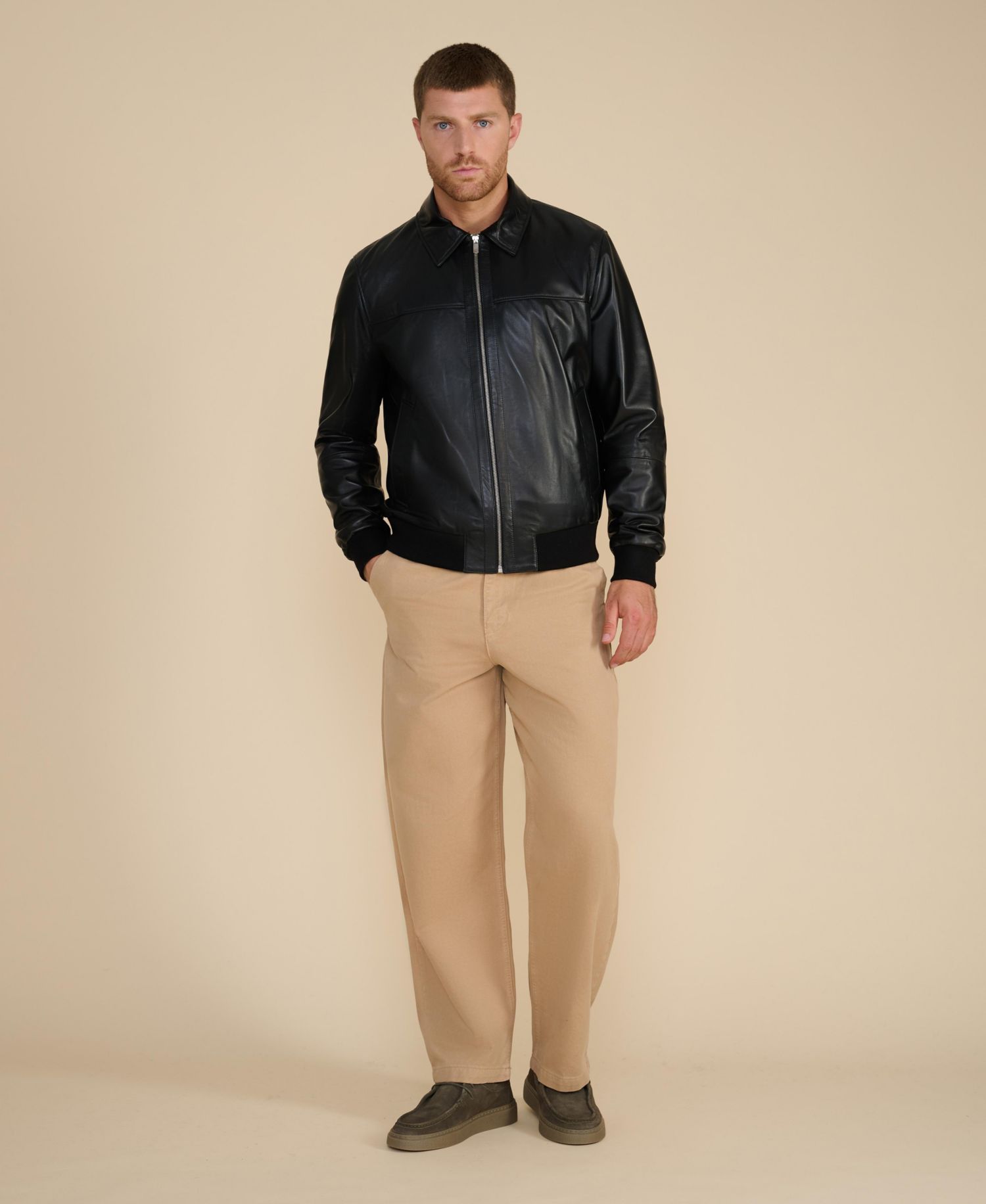 Men's Mason Leather Bomber Jacket