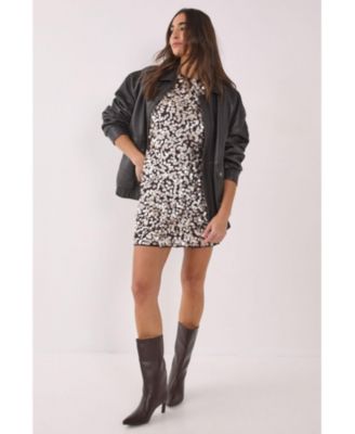 Women's Hand Embellished Cap Sleeve Mini Dress