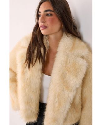 Women's Tipped Faux Fur Crop Jacket
