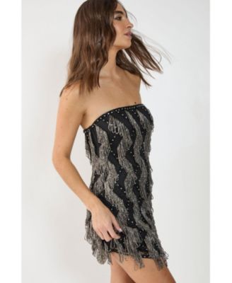 Women's Tassel Embellished Bandeau Mini Dress