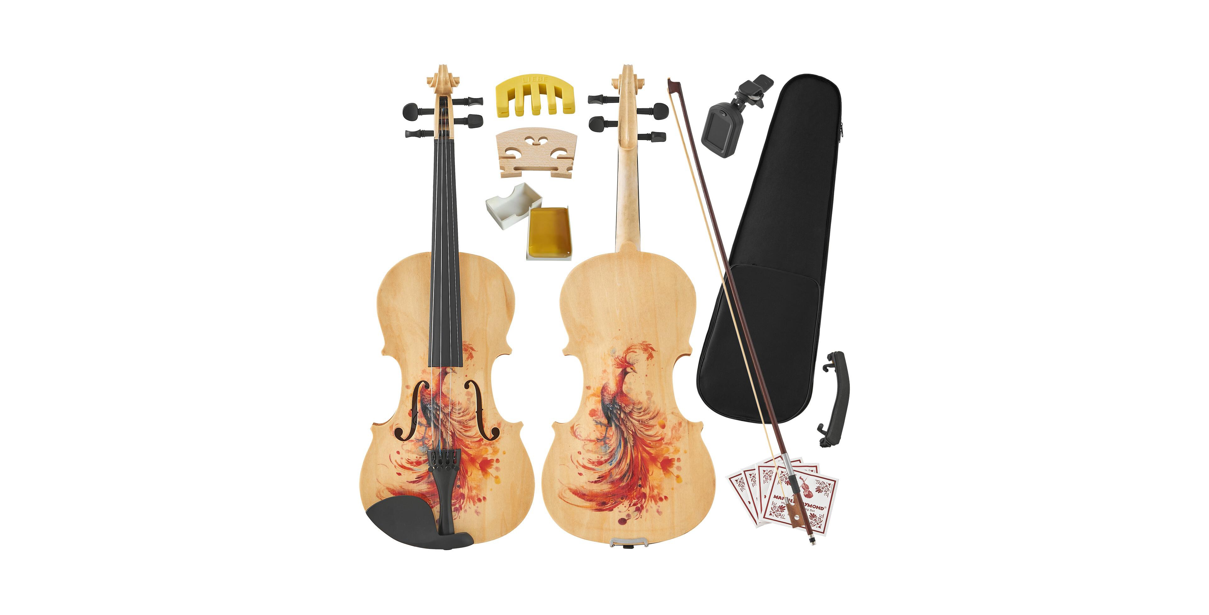 Yescom Peacock Handcrafted Full Size 4/4 5-Piece Violin Set, 14 Years & Up
