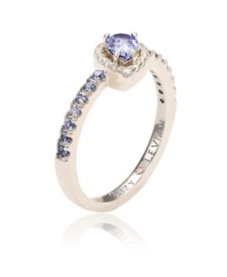 Suzy Levian Sterling Silver Sapphire Pear Shape Petite Ring