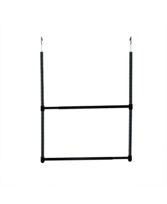2-Tier Portable Adjustable Closet Hanger Rod, Black