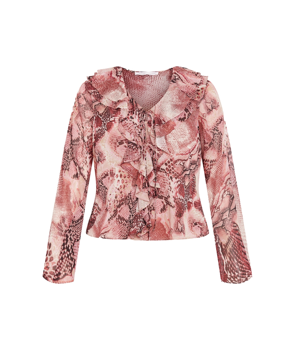 City Chic Women's Plus Vivid Ruffle Snake Print Top