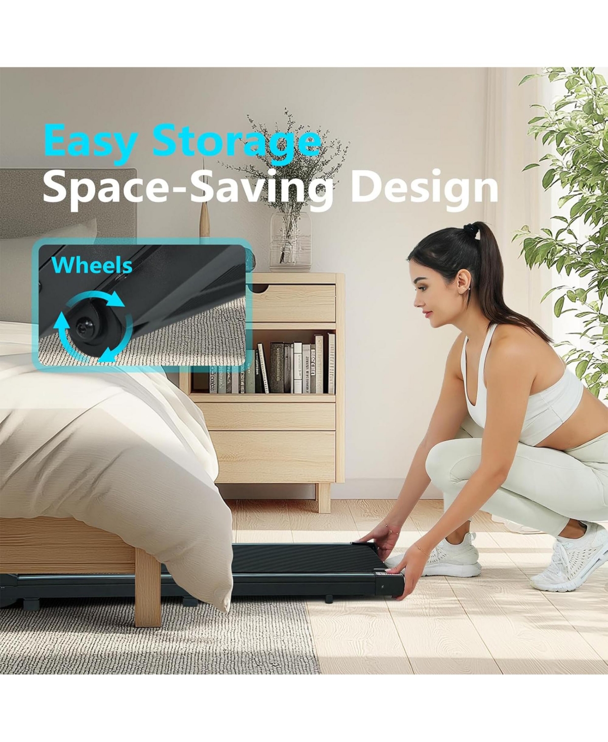 Ksports Under Desk Walking Pad Classic Treadmill with Wheels and Remote, 2.5 Hp