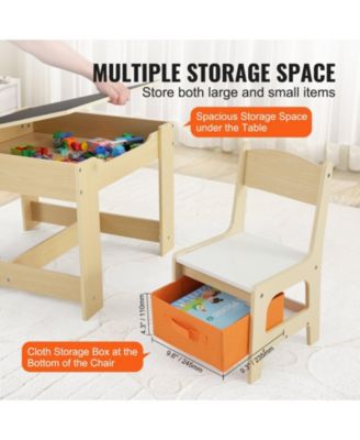 Kids Table and Chair Set Wooden Activity Table with Storage Boxes for Art and Craft
