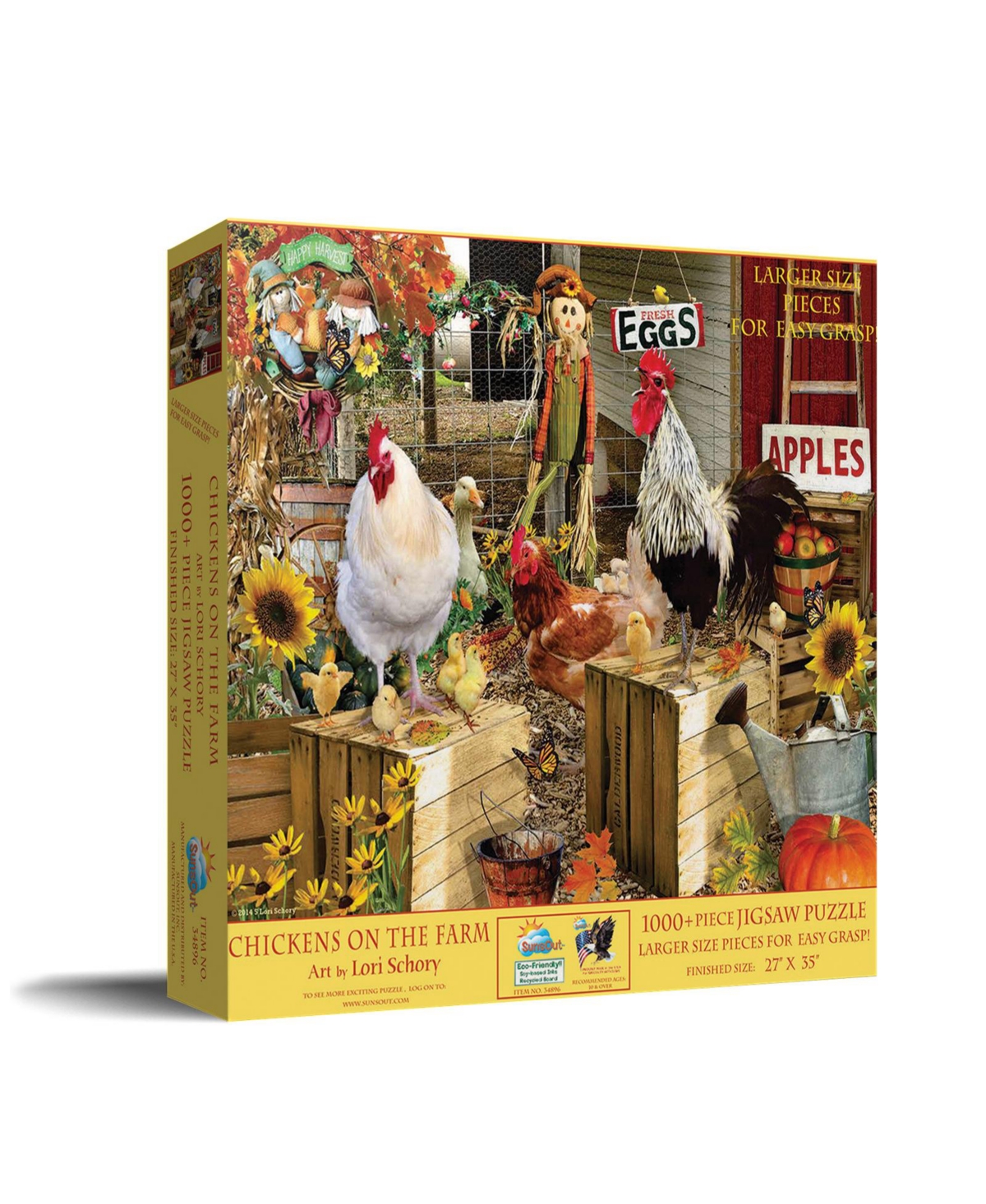 SunsOut Chickens on the Farm 1000 piece Jigsaw Puzzle for Adults Large Pieces Thanksgiving