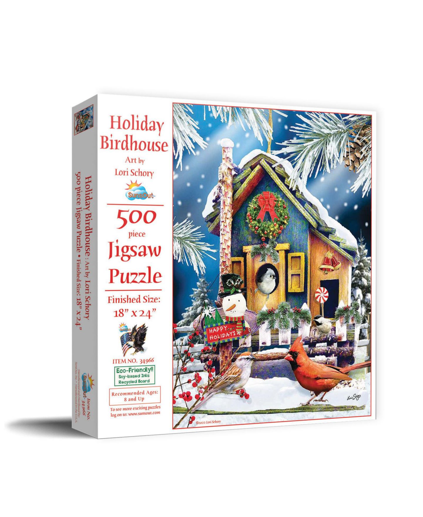 Детский пазл SunsOut Holiday Birdhouse 500-Piece Jigsaw Puzzle, от 15 лет — фото 1