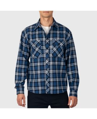 Men's Men Plaid Flannel Shirt Jacket Button Down Long Sleeve Cotton Blend Shirts