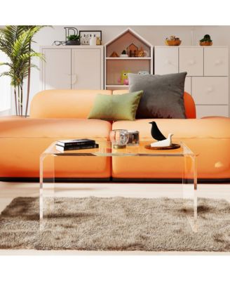 39.25" Long Acrylic Waterfall Table for Living Room,