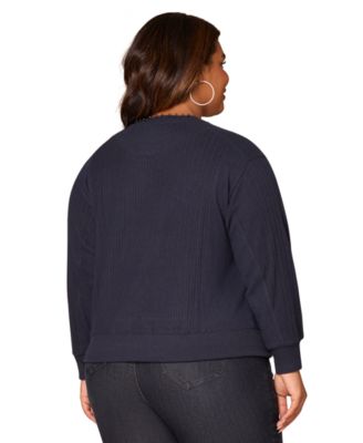 Plus Size Mixed Media Crewneck Top