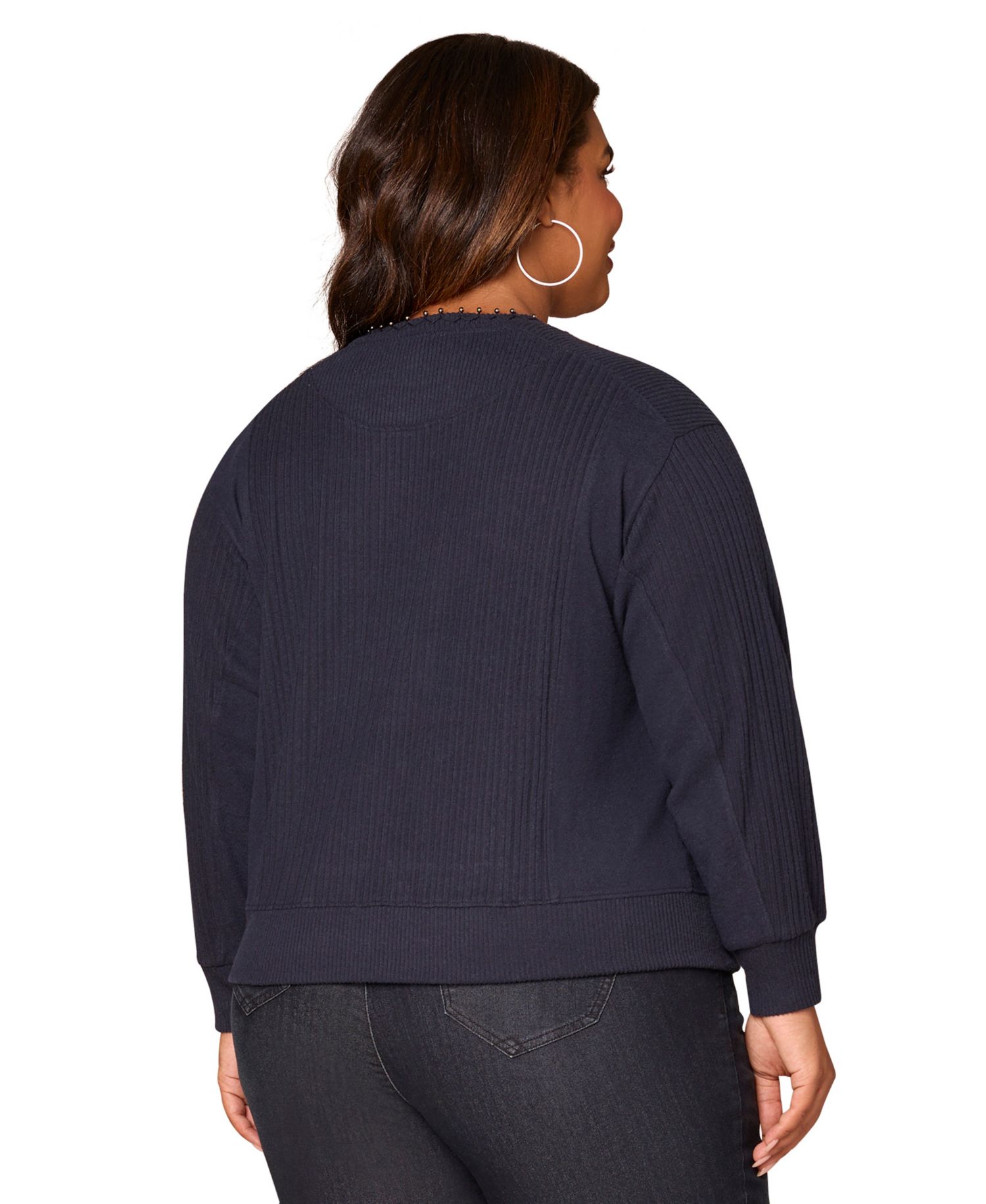 Plus Size Mixed Media Crew Neck Top