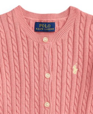 Girls' 2T-6X Mini-Cable Front-Button Cardigan