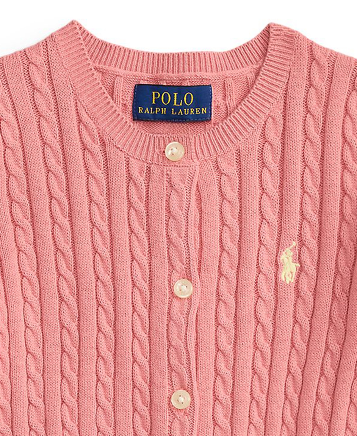 Polo Ralph Lauren Girls' 2T-6X Mini-Cable Front-Button Cardigan