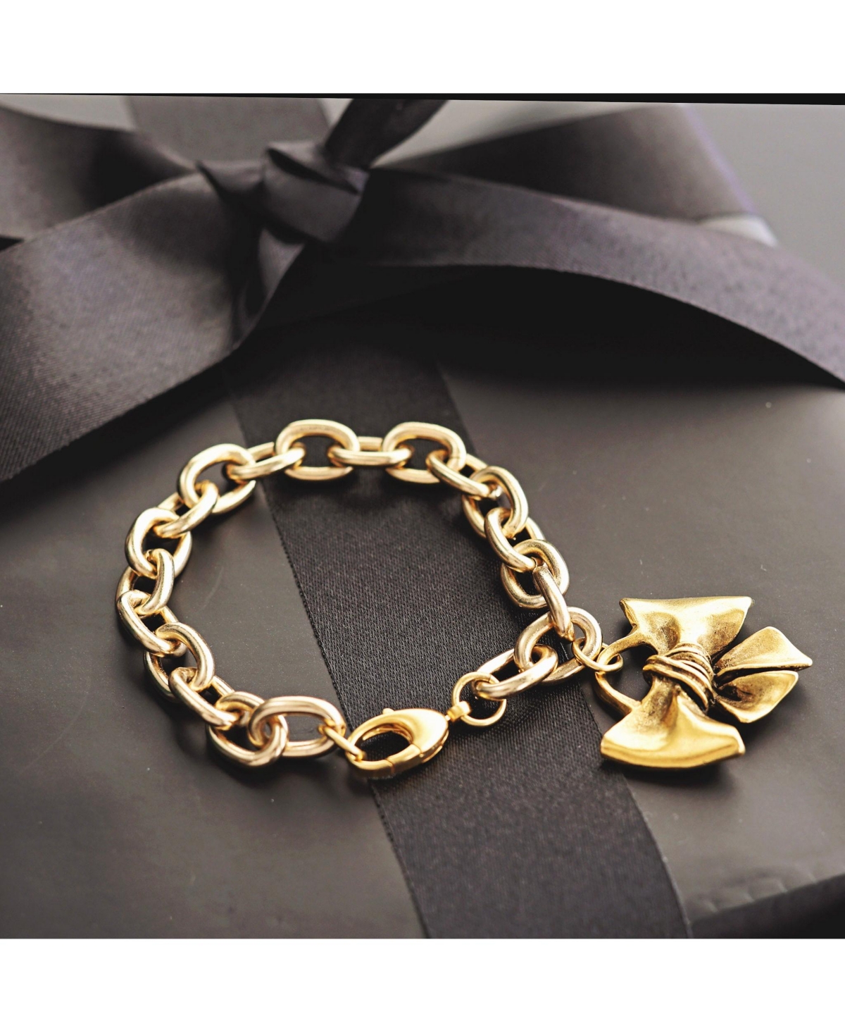 Bowood Lane 12k Gold Plated Bow Charm Bracelet