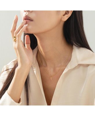 14k Gold Plated Marielle Mini Cross Necklace Holiday Gift Idea.