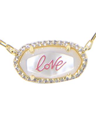 Opalescent Resin Elisa Pave Frame Short Pendant Necklace (Also Available in Imitation Pearl)