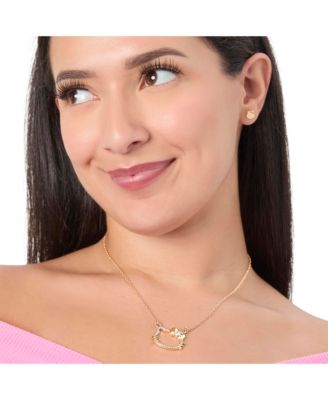 Outline Pendant Necklace with Chain in Gold Tone