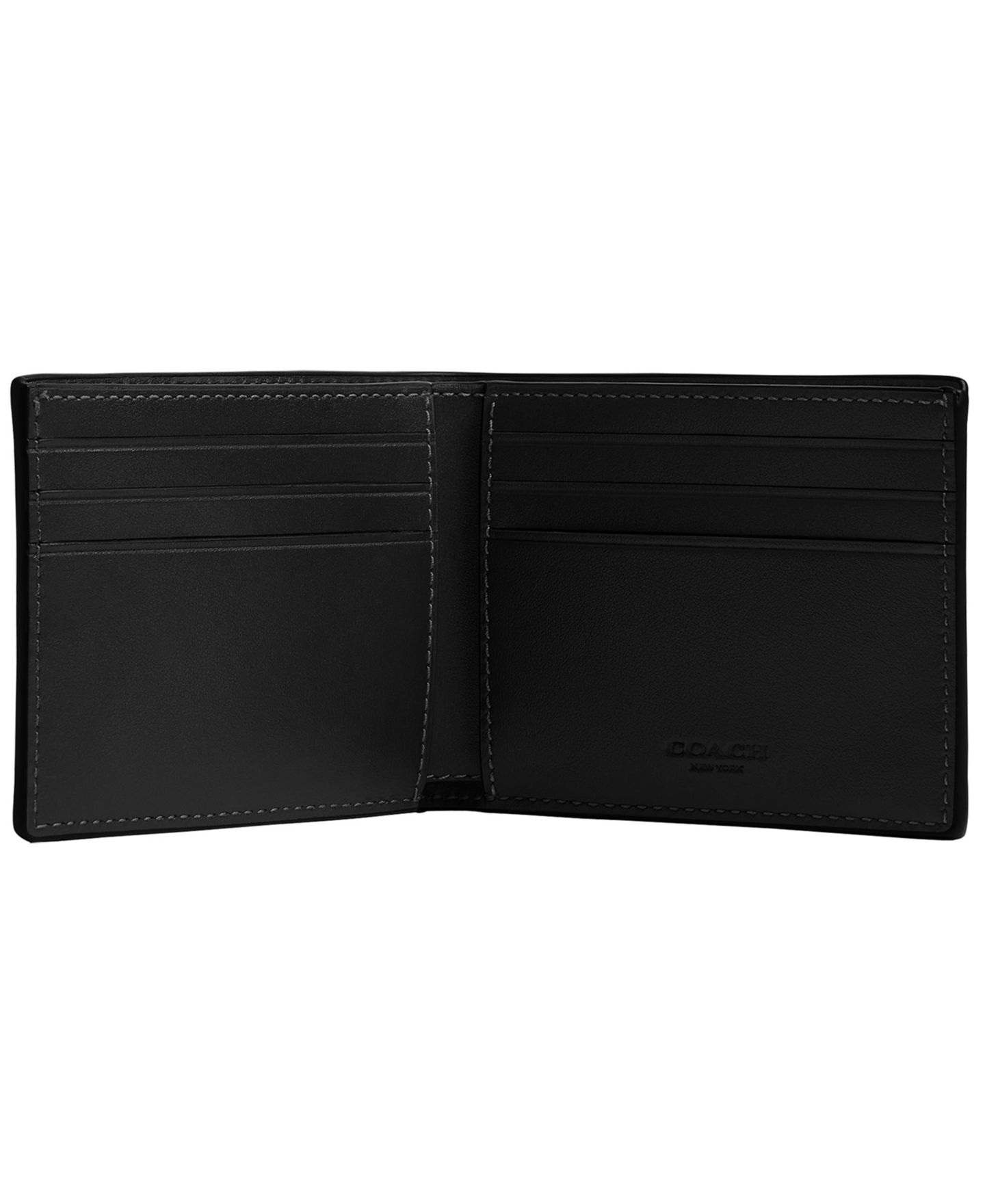 Мужской кошелёк Coach Signature Leather Slim Billfold Wallet, цвет: Чёрный — фото 2