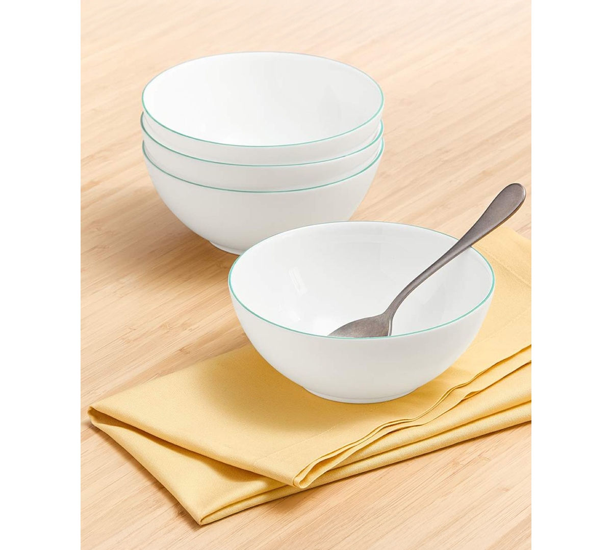 Arch Studio Opal Glass Rim Cereal Bowls, Set of 4, Service For 4