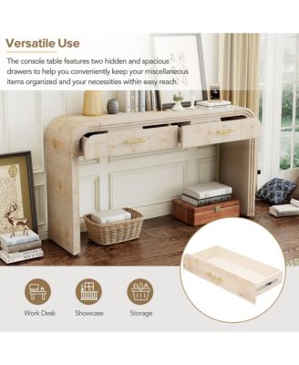 Retro Cabinet Silhouette Console Table with Open Style, Two Top Drawers