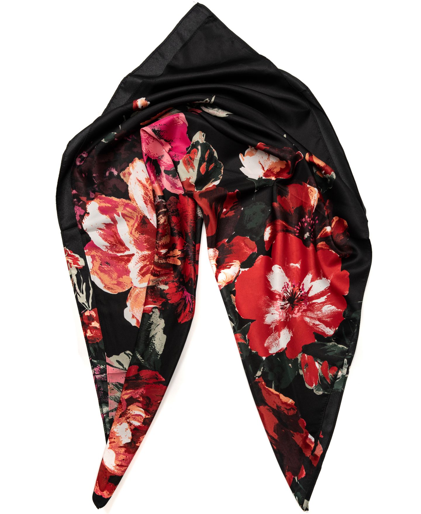 Женский шарф Vince Camuto Moody Botanical Floral Square, цвет: Чёрный красный — фото 2
