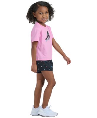 Girls' 2T-6 Short-Sleeve T-Shirt and Printed Woven Shorts, 2-Piece Set