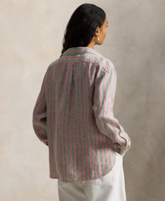 Women's Cropped Gingham Linen Shirt