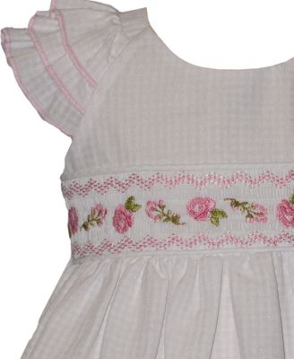 Baby Girls' Embroidered Roses Smocking Dress and Bloomers