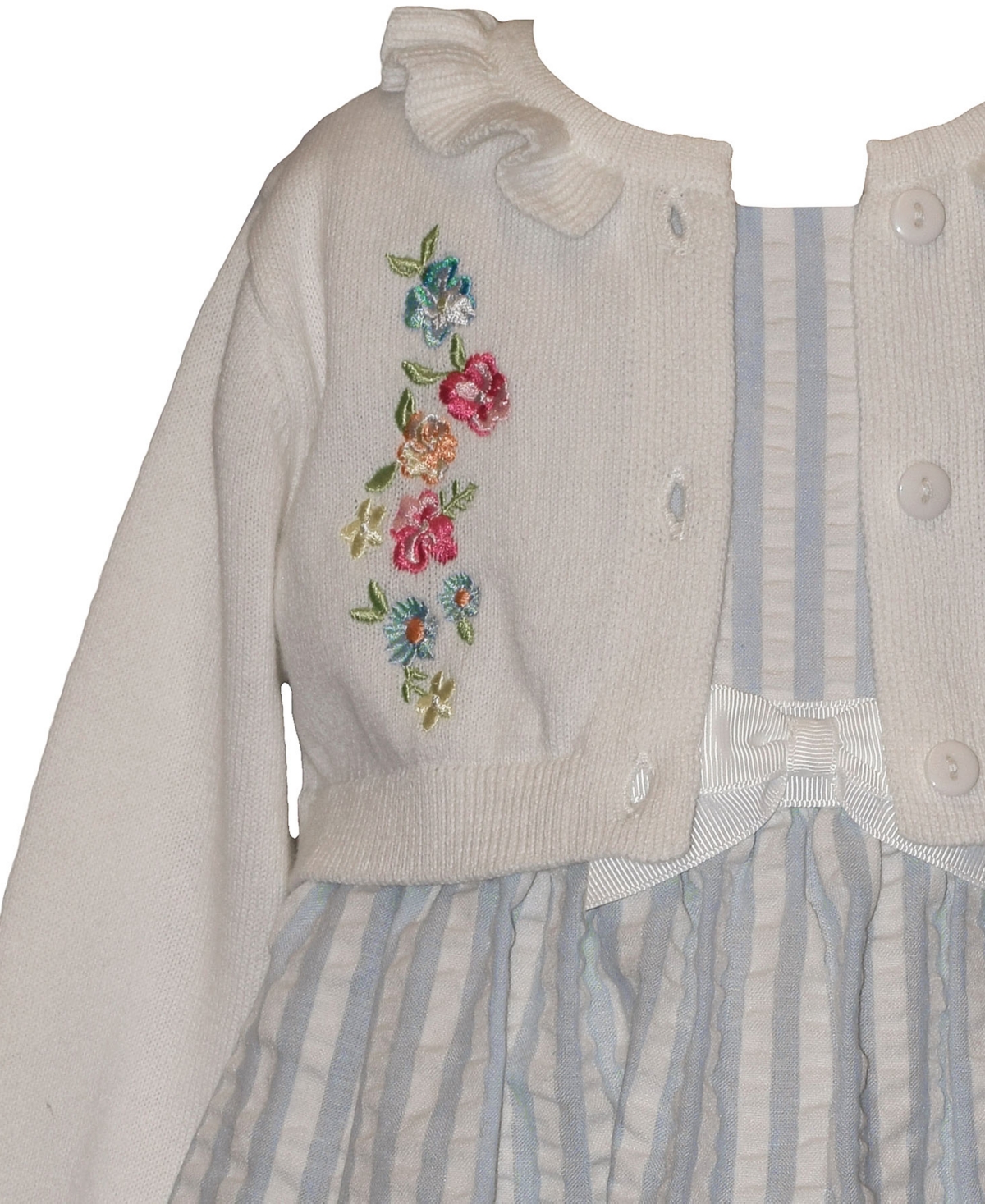 Bonnie Baby Girls' Floral Cardigan and Round Neck Dress, 2-Piece Set