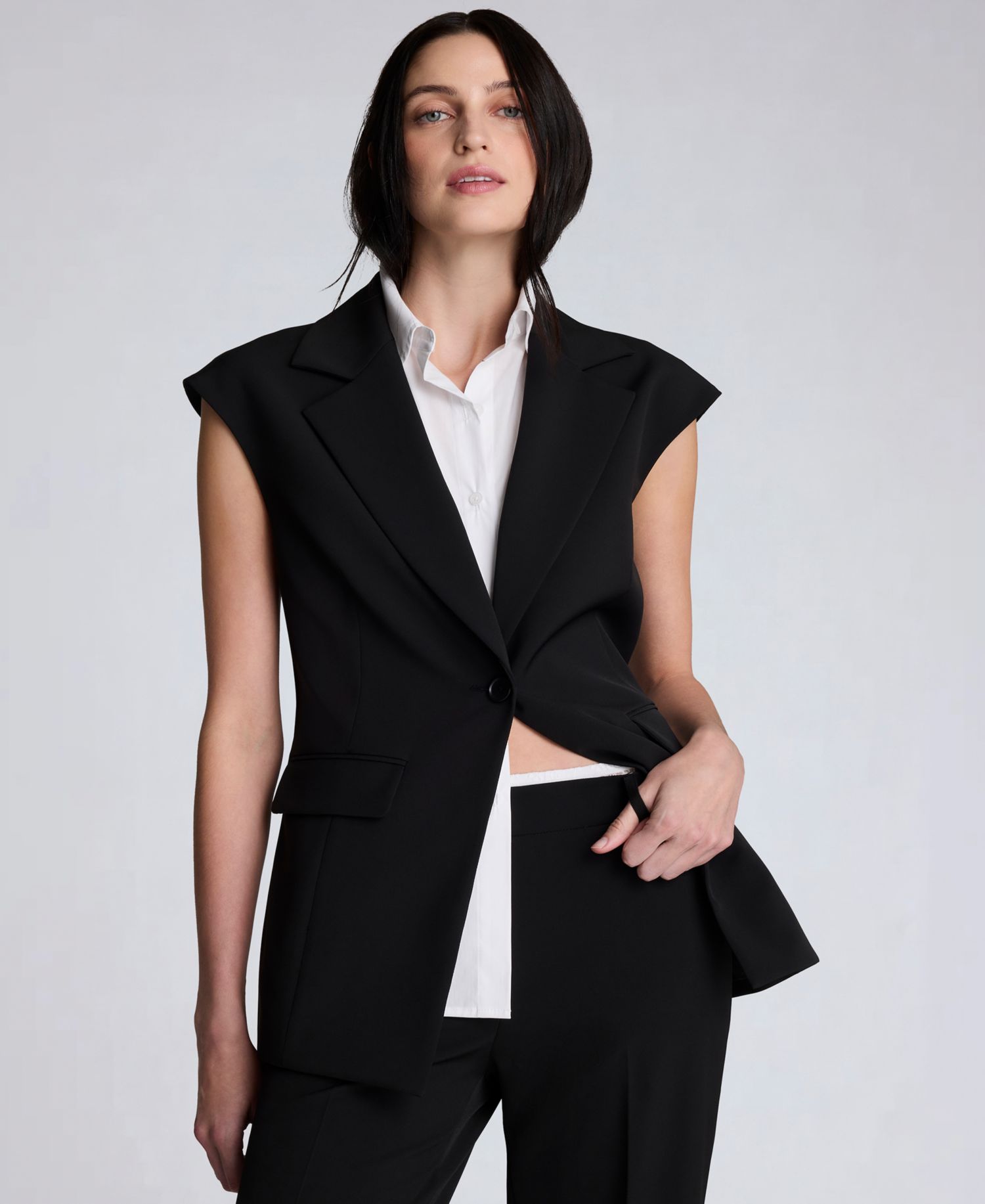 Women's Luxe Twill Sleeveless Vest with Detachable Shirt