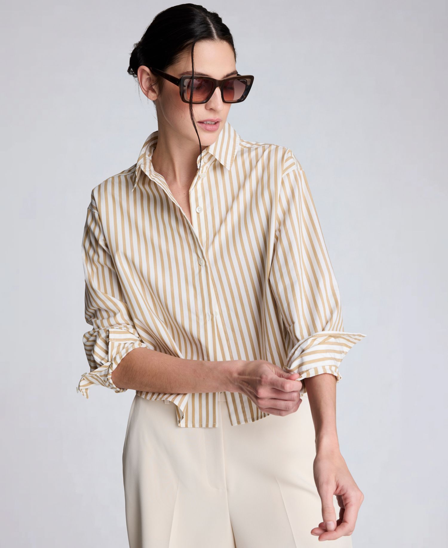 Women's Button-Front Cropped Shirt