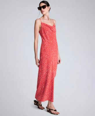 Women's Polka Dot Cowl Neck Maxi Slip Dress