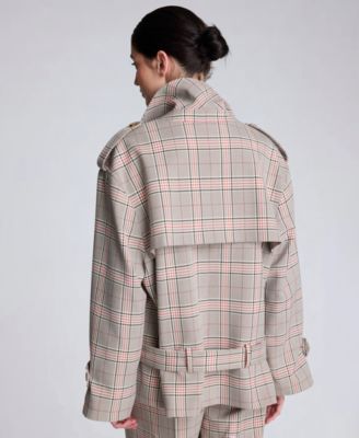 Women's Button Front Drop Wait Belted Trench Jacket