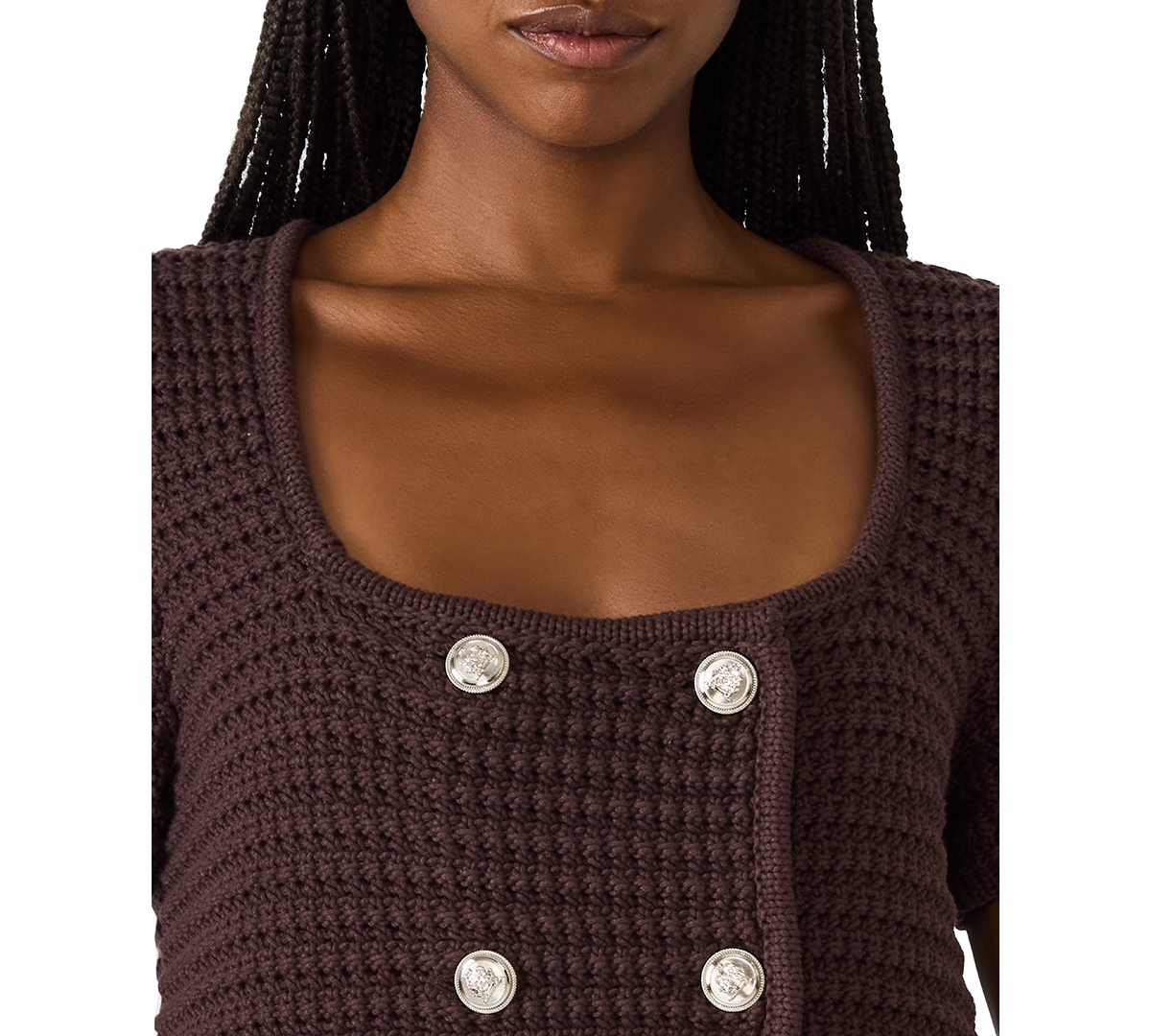 Steve Madden Women's Camila Square Neck Sweater Top