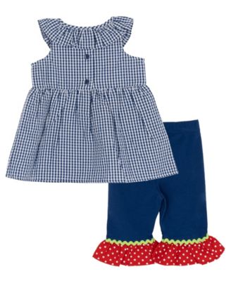Baby Girls' Seersucker Sleeveless Top and Capri Pants, 2-Piece Set